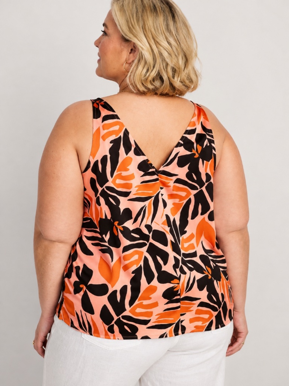 Old Navy 2X Sleeveless Tropical Print V-Neck Tank Blouse NWT Plus Size
